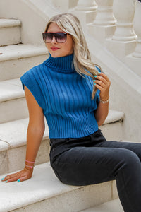 Give You My Heart Turtleneck Sweater Vest - Teal | Makk Fashions