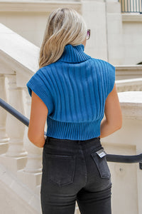 Give You My Heart Turtleneck Sweater Vest - Teal | Makk Fashions