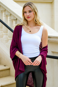 Here With You Dolman Sleeve Knit Cardigan - Plum | Makk Fashions