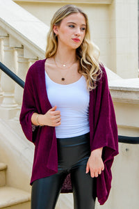 Here With You Dolman Sleeve Knit Cardigan - Plum | Makk Fashions