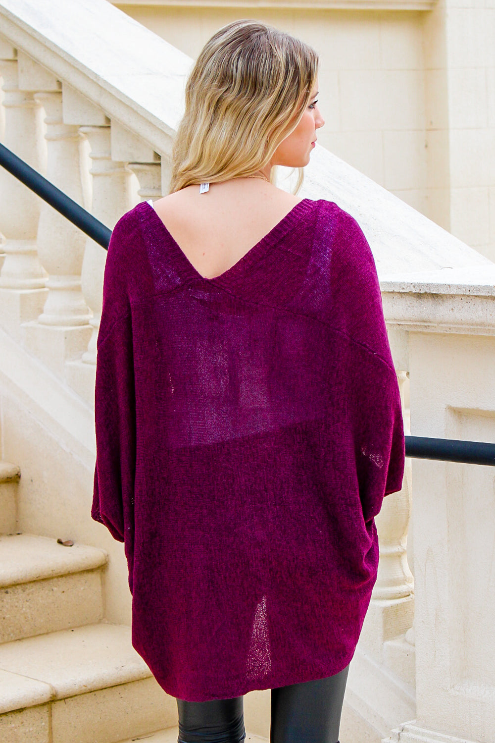 Here With You Dolman Sleeve Knit Cardigan - Plum | Makk Fashions