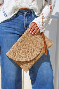 Classic Summers Straw Clutch - Taupe