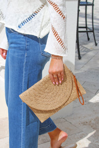 Classic Summers Straw Clutch - Taupe