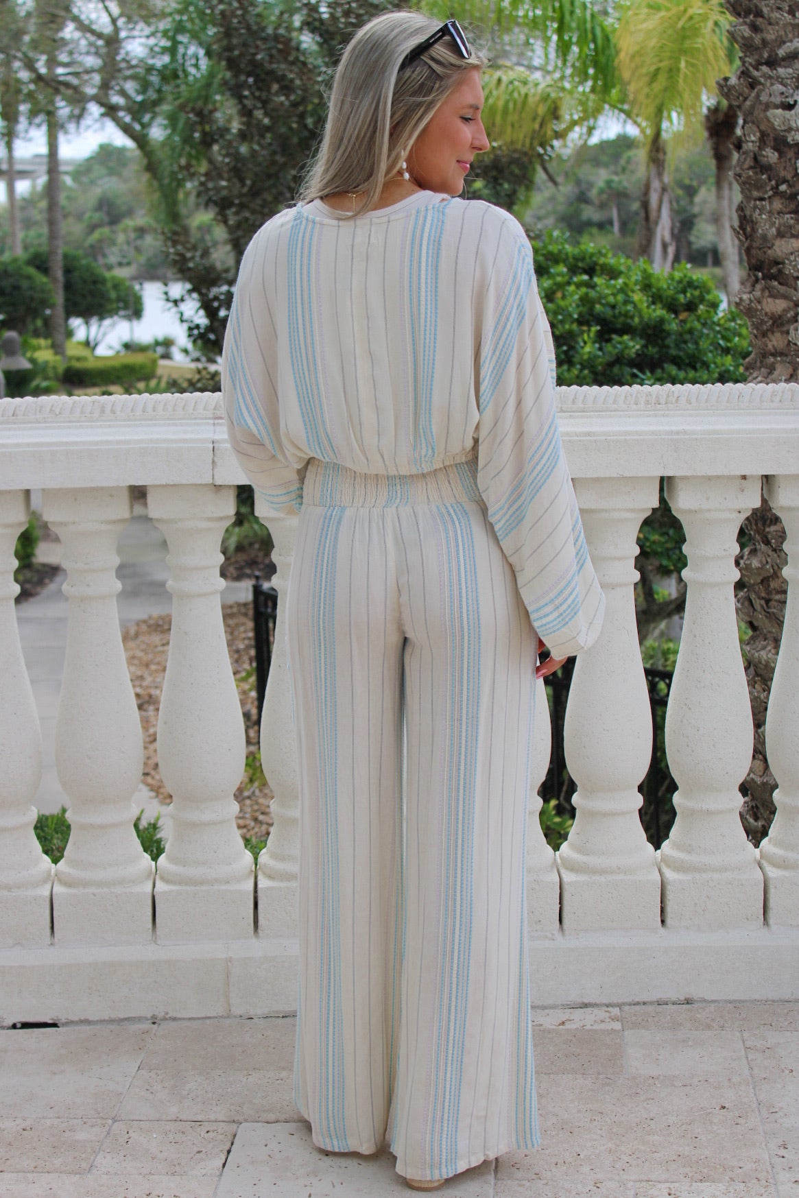 Island Ready Smocked Wide Leg Pants - Ivory