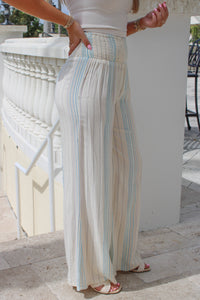 Island Ready Smocked Wide Leg Pants - Ivory