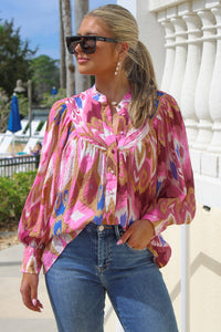 Always Thankful Bubble Sleeve Top - Pink
