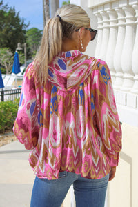 Always Thankful Bubble Sleeve Top - Pink