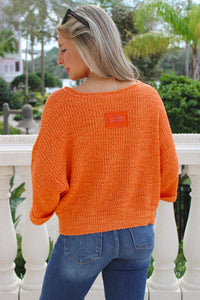 Cozy Nights V-Neck Sweater - Tangerine