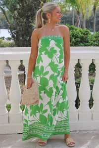 Be Bold Tropical Printed Maxi Dress - Green