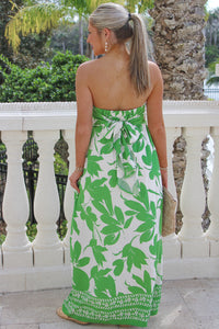 Be Bold Tropical Printed Maxi Dress - Green