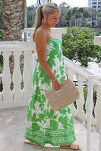 Be Bold Tropical Printed Maxi Dress - Green