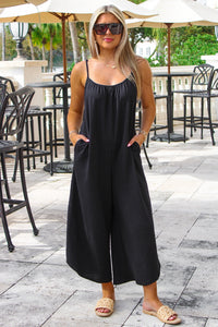 Z Supply: Textured Flared Jumpsuit - Black
