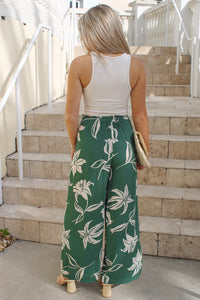 Tropical Paradise Split Leg Pants - Green