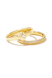 Kendra Scott: Kinsley Gold Ring Set  White Crystal | Makk Fashions
