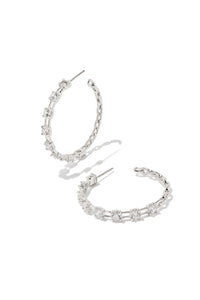 Kendra Scott: Lexi Silver Hoop Earrings - White Crystal | Makk Fashions