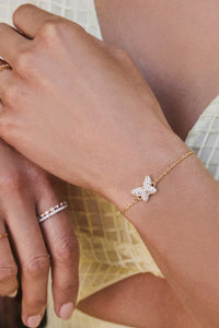 Kendra Scott: Lillia Crystal Butterfly Gold Bracelet - White Crystal | Makk Fashions