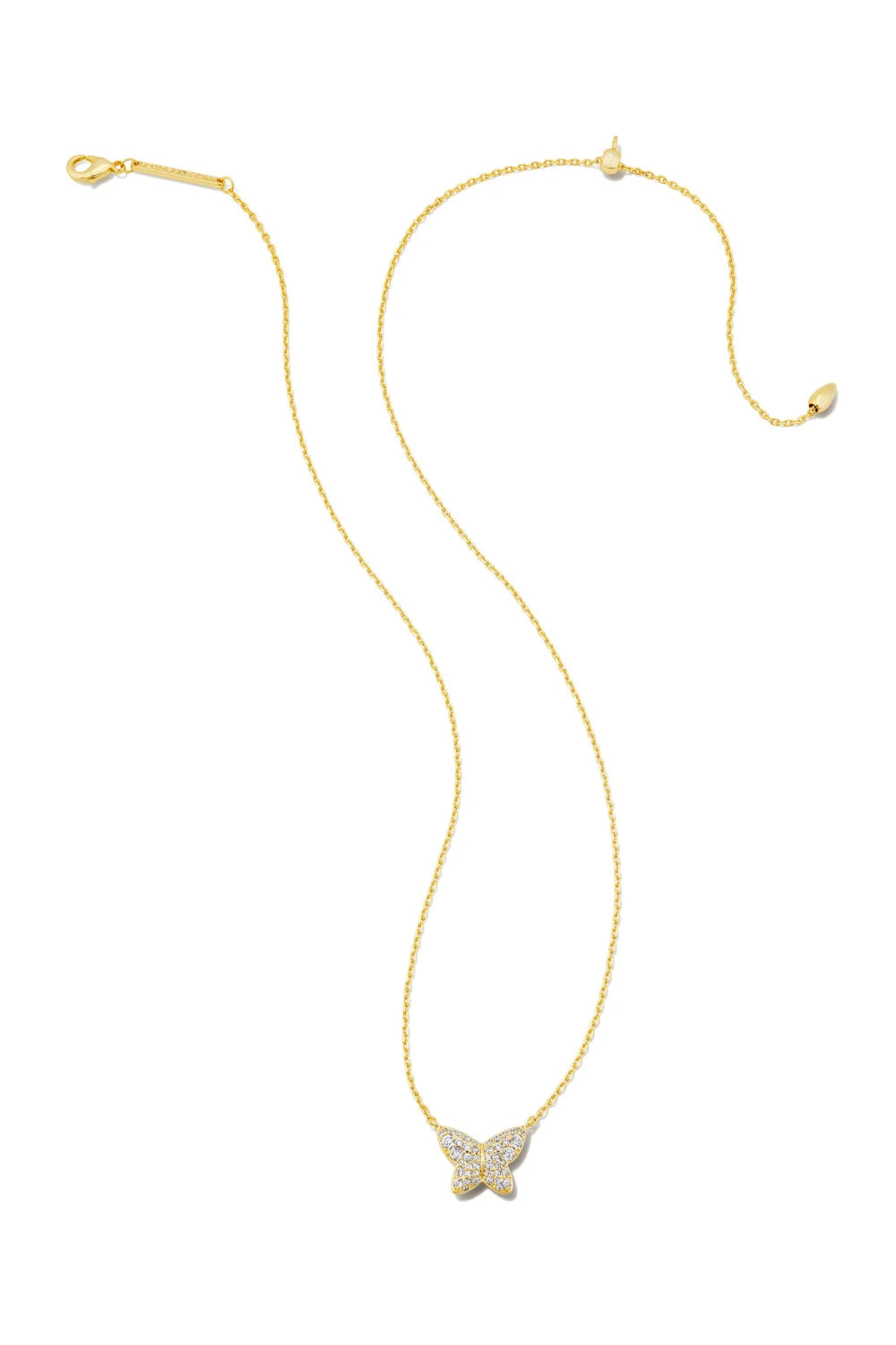 Kendra Scott: Lillia Crystal Butterfly Gold Pendant Necklace - White Crystal | Makk Fashions