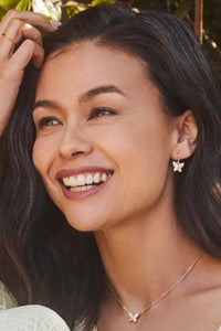 Kendra Scott: Lillia Crystal Butterfly Gold Pendant Necklace - White Crystal | Makk Fashions