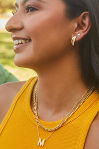 Kendra Scott: Livy Gold Huggie Earrings  - White Crystal | Makk Fashions
