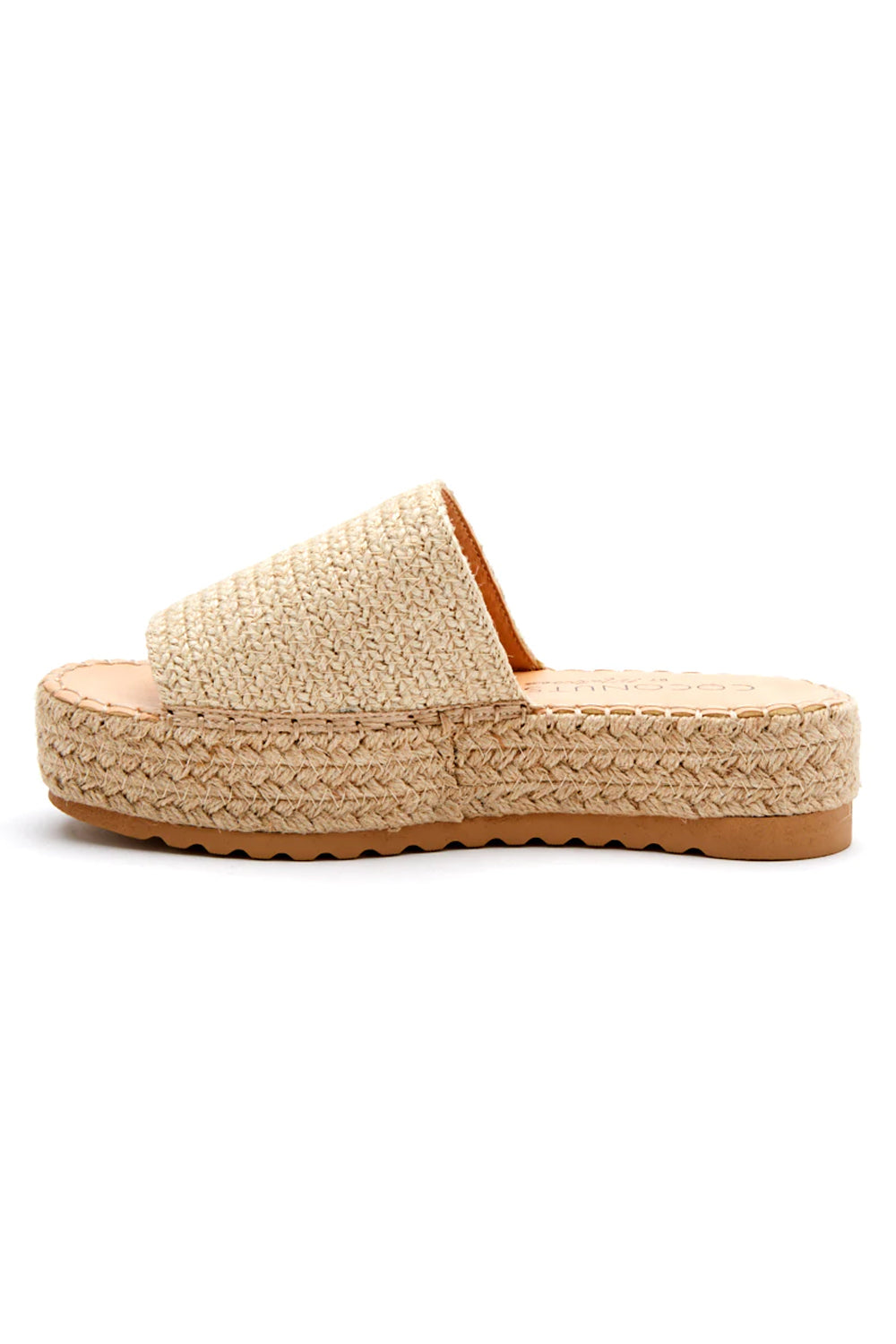 Matisse: Del Mar Raffia Platform Slide Sandal - Natural | Makk Fashions