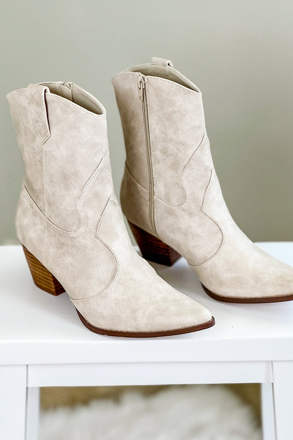 Matisse: Bambi Western Boot - Beige Snake | Makk Fashions
