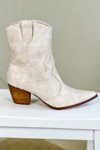 Matisse: Bambi Western Boot - Beige Snake | Makk Fashions