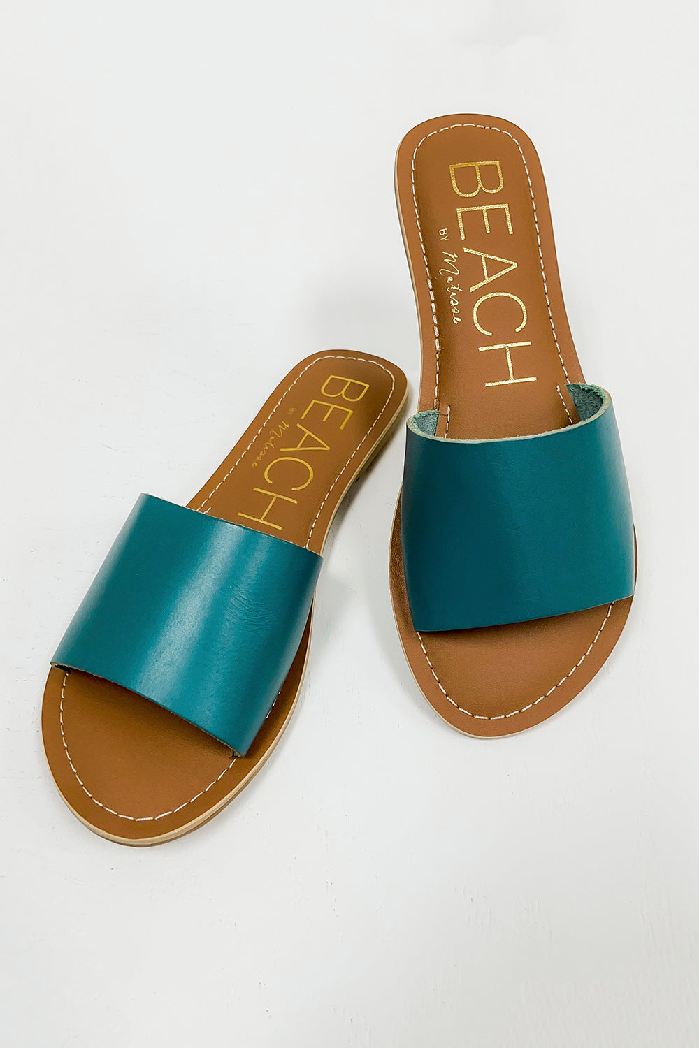 Matisse: Cabana Leather Slide Sandal - Ocean | Makk Fashions