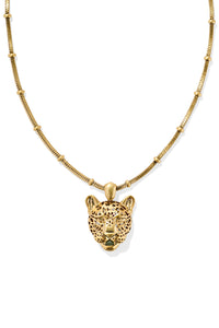 Kendra Scott: Maura Vintage Gold Jaguar Short Pendant Necklace - Sage | Makk Fashions
