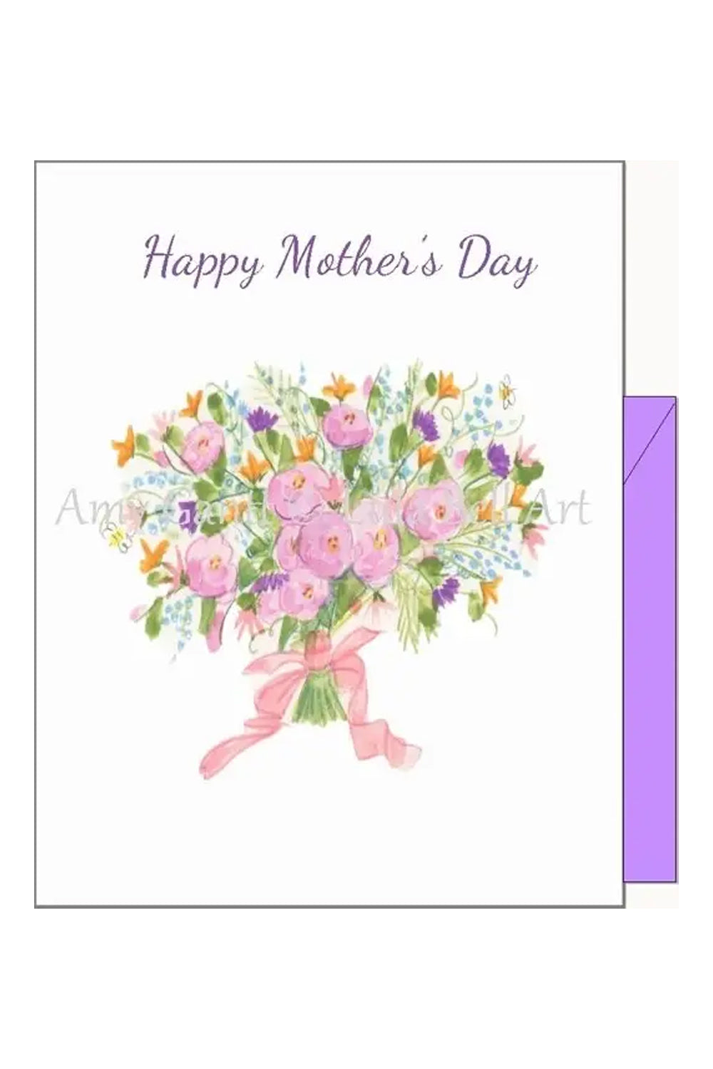 Mother's Day Ribbon Tied Bouquet Greeting Card | Makk Fashions