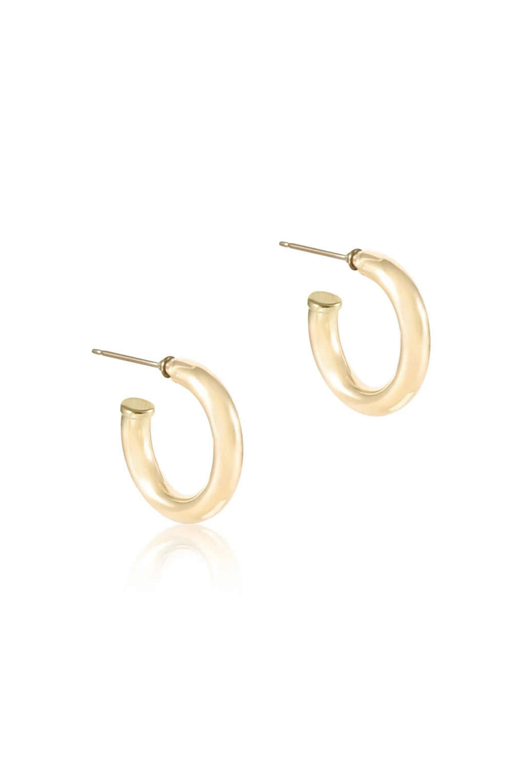 enewton: Round Gold 1" Post Smooth Hoop 4mm | Makk Fashions