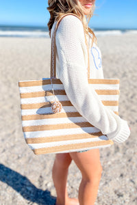 Selah Natural Straw Shoulder Tote - White | Makk Fashions