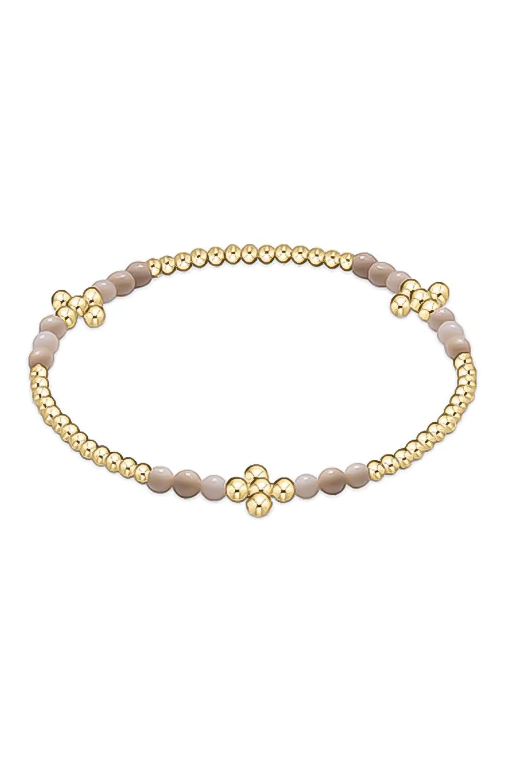 enewton: Signature Cross Gold Bliss Pattern 2.5mm Bead Bracelet - Riverstone | Makk Fashions