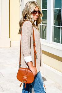 The Ella Detailed Crossbody Bag - Brown | Makk Fashions