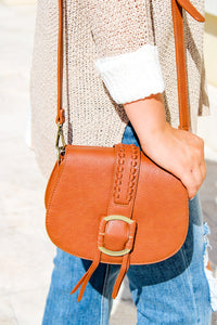 The Ella Detailed Crossbody Bag - Brown | Makk Fashions