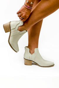 The Emily Block Heel Ankle Booties - Cream | Makk Fashions