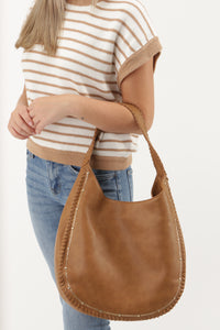 The Jaylene Studded Hobo Bag - Brown