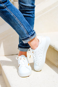 The Taylor Lace-Up Front Sneakers - White | Makk Fashions