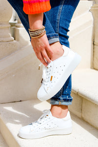 The Taylor Lace-Up Front Sneakers - White | Makk Fashions