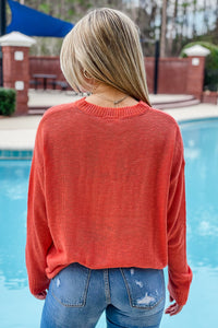 Vacay Mode ALOHA Sweater - Papaya | Makk Fashions