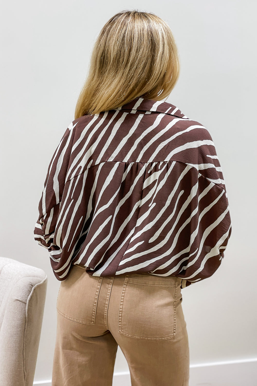 Wilder Side Zebra Print Top - Chocolate