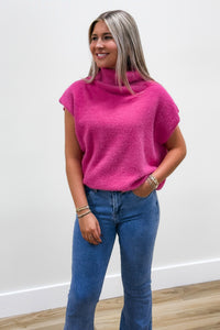 Winter Bliss Turtle Neck Sweater - Pink | Makk Fashions