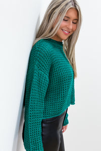 Winter Lover Cropped Sweater - Green | Makk Fashions