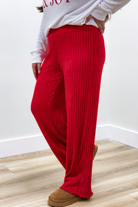 Z Supply: Dawn Smocked Ribbed Pant - Haute Red | Makk Fashions