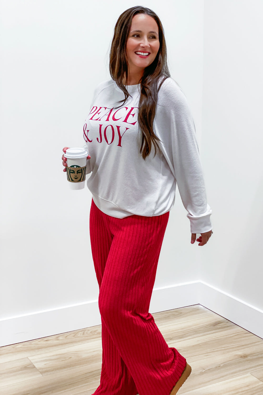 Z Supply: Dawn Smocked Ribbed Pant - Haute Red | Makk Fashions