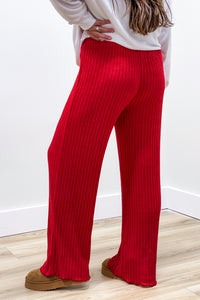 Z Supply: Dawn Smocked Ribbed Pant - Haute Red | Makk Fashions