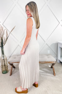 Flawless Times Ribbed Sleeveless Dress - Taupe | Makk Fashions