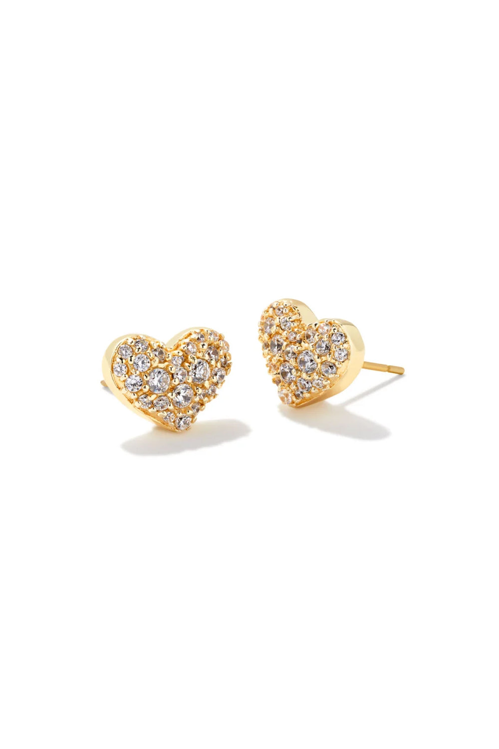 Kendra Scott: Ari Gold Heart Pave Heart Earrings - White Crystal | Makk Fashions