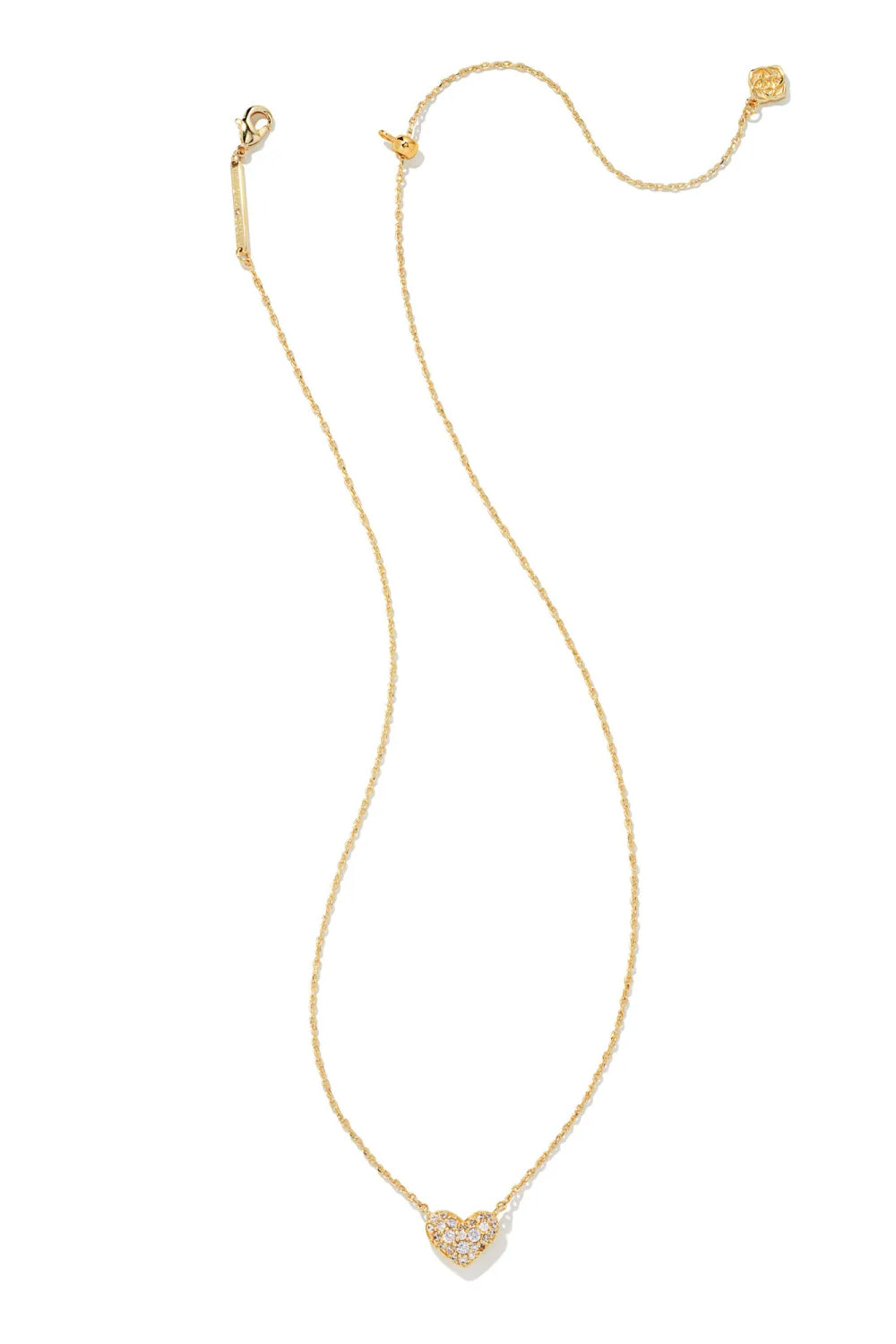 Kendra Scott: Ari Gold Pave Crystal Heart Necklace - White Crystal | Makk Fashions