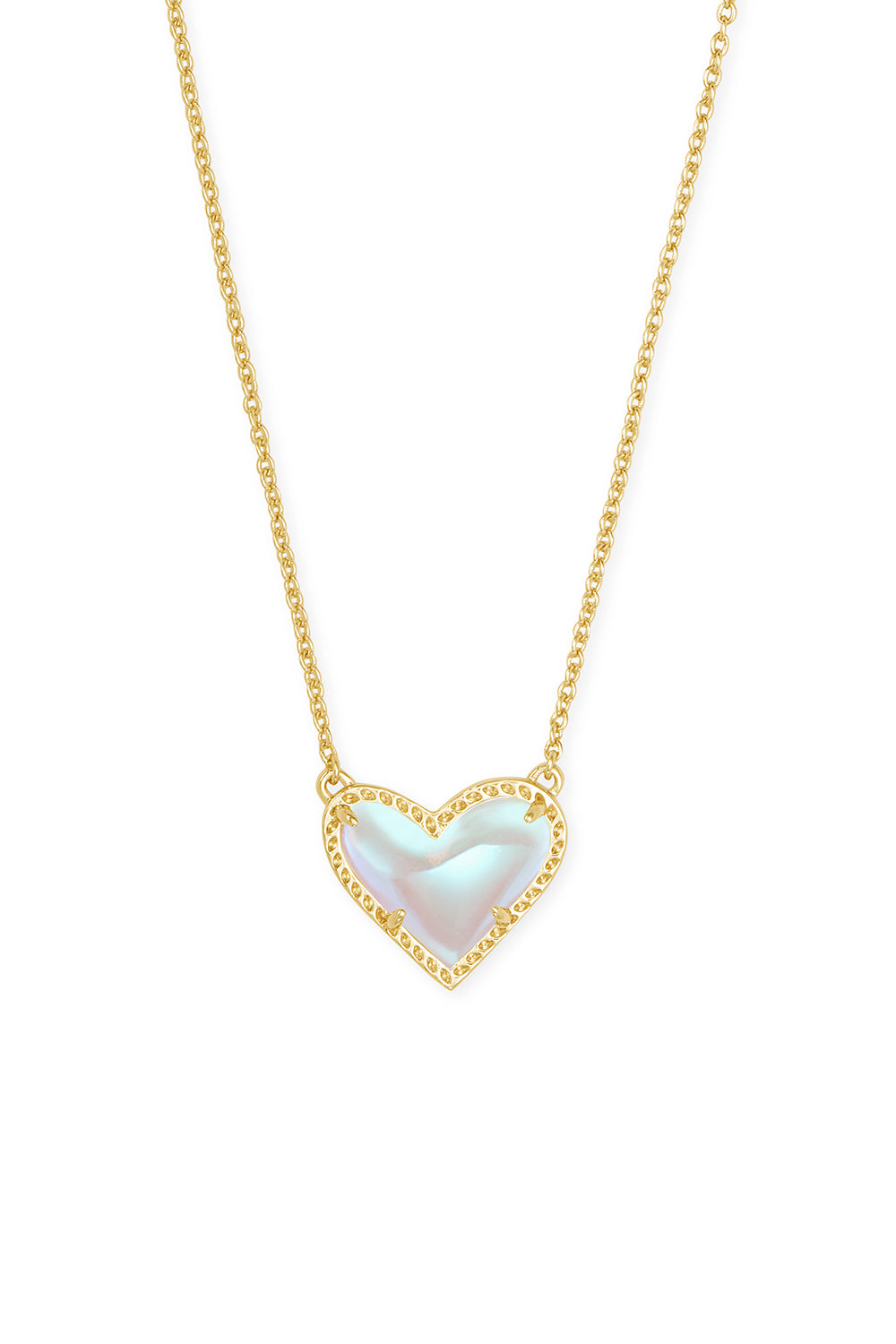 Kendra Scott: Ari Heart Gold Pendant Necklace - Dichroic Glass | Makk Fashions