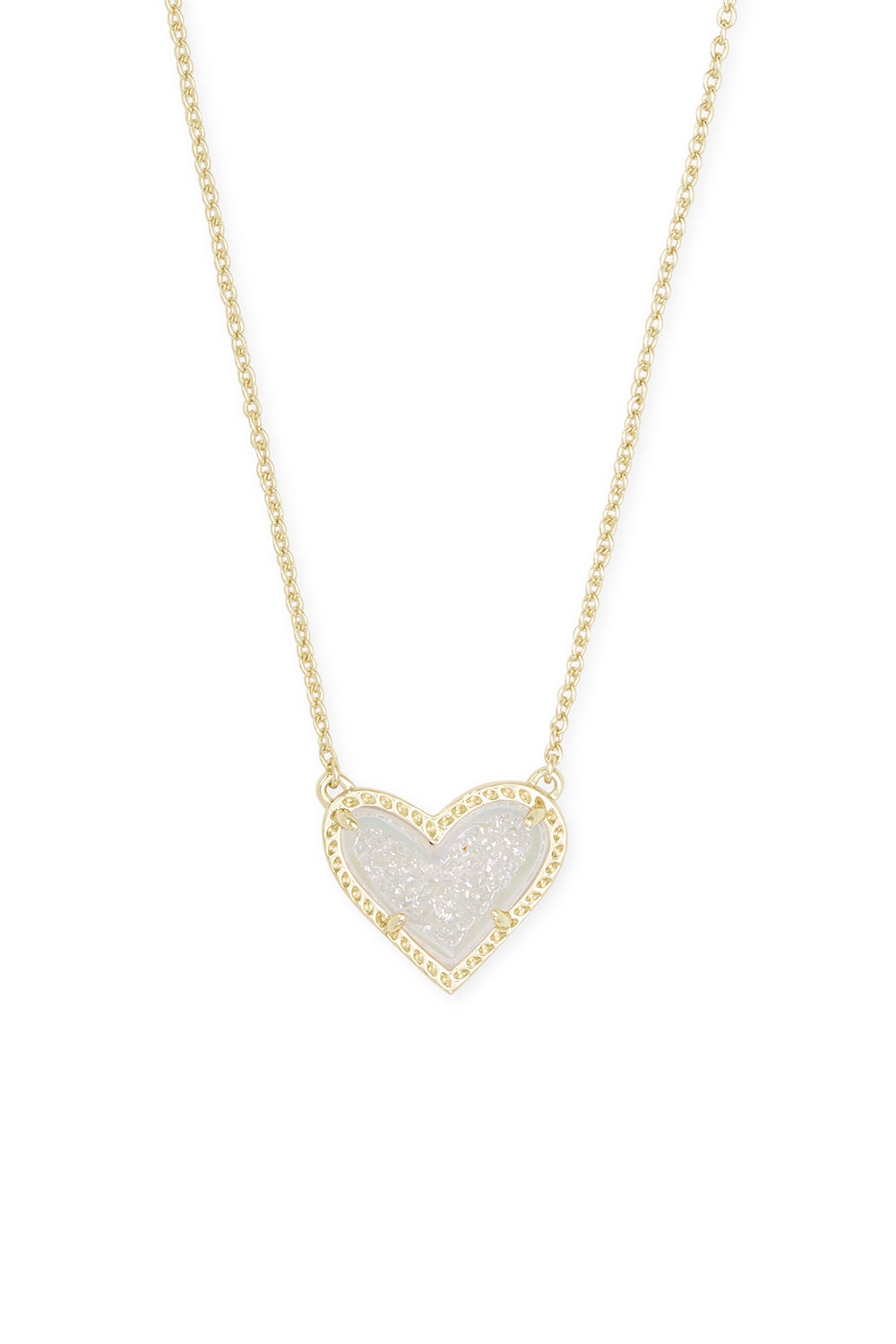 Kendra Scott: Ari Heart Gold Pendant Necklace - Iridescent Drusy | Makk Fashions